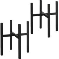 Mica Decorations - 2x - bloempot plantenpot standaard / verhoger - zwart - B37.5 x H39.5 cm - metaal