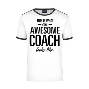 This is what an awesome coach looks like wit/zwart ringer cadeau t-shirt voor heren