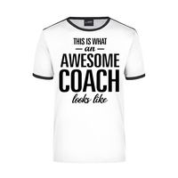 This is what an awesome coach looks like wit/zwart ringer cadeau t-shirt voor heren 2XL  -