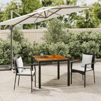 3-delige Tuinset met kussens poly rattan zwart