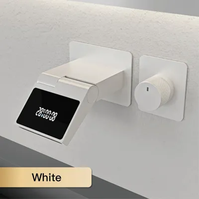 Wastafelkraan met LED Licht - Wandmontage | 2 Gaten | Warm & Koud Water | Messing