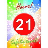 Verjaardag deurposter - 21 jaar - 59 x 42 cm - leeftijd feestartikelen