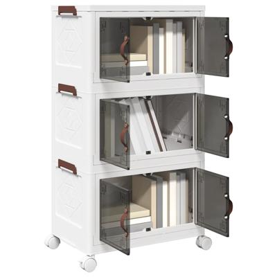 VidaXL Opbergbox stapelbaar met wielen 3-laags 28 l 48,5x29,5x86 cm