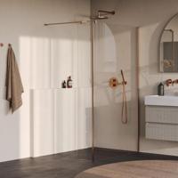 Brauer Oblivion - Inloopdouche - Helder Glas - 110 x 200 cm - met Zijwand 40 cm - incl. Glascoating - PVD Koper Geborsteld