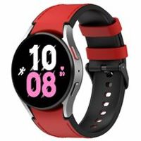 leer + siliconen bandje - Maat: small - Rood - Samsung Galaxy Watch 4 Classic - 42mm & 46mm