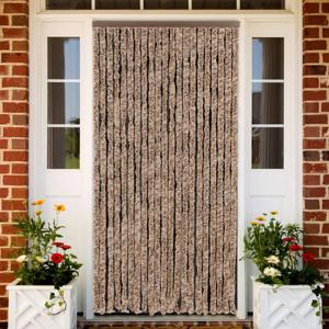 Vliegengordijn 100x230 cm chenille beige en donkerbruin