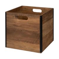 Kast opbergmand/kastmand - donkerbruin - 29 liter - mdf hout - 31 x 31 x 31 cm - inklapbaar - thumbnail