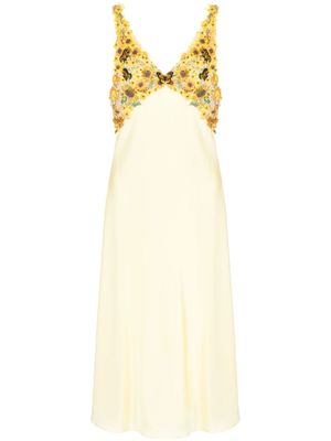 Mary Katrantzou robe en soie à design drapé - Jaune