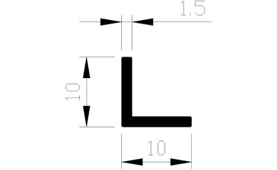 Hoekprofiel alu brute 10x10x1.5mm (5mtr)
