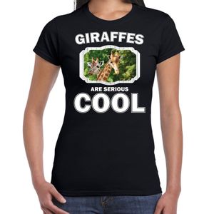 Dieren giraffe t-shirt zwart dames - giraffes are cool shirt