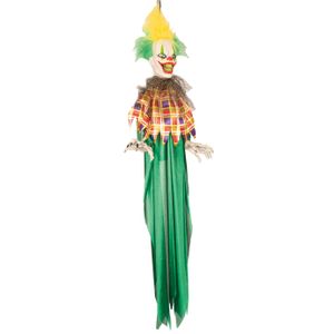 Hangdecoratie pop bewegende horror clown groen 100 cm   -