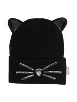 Karl Lagerfeld Kids bonnet Choupette Whiskers en maille - Noir