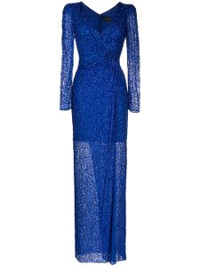 Jenny Packham robe longue Bobbie froncée à ornements en sequins - Bleu