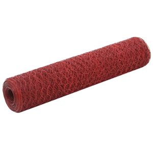 VidaXL Kippengaas 25x0,75 m staal met pvc coating rood
