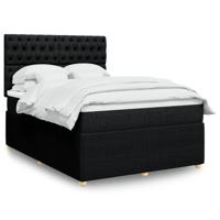 Boxspring met matras stof zwart 140x190 cm