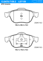 Remblokkenset, schijfrem ATE Ceramic ATE, u.a. fÃ¼r Renault - thumbnail