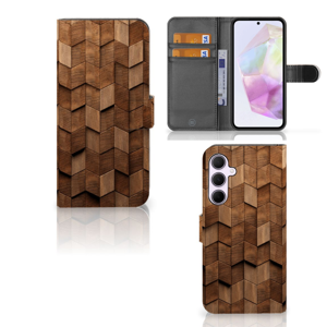 Book Style Case voor Samsung Galaxy A35 Wooden Cubes