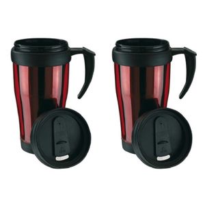 Set van 3x stuks thermosbeker/warmhoudbeker rood/zwart 400 ml