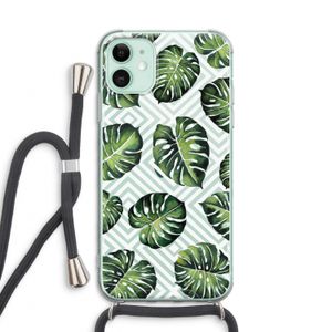 Geometrische jungle: iPhone 11 Transparant Hoesje met koord
