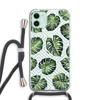 Geometrische jungle: iPhone 11 Transparant Hoesje met koord
