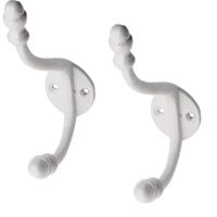 Kapstokhaken - 3x - wit - retro - aluminium - 15 x 3,5 cm - jashaken - kapstokhaakjes