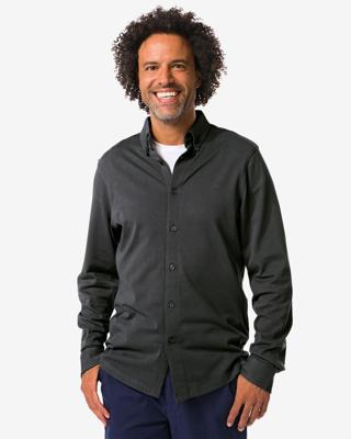 HEMA Herenoverhemd Billy Jersey Donkergrijs (donkergrijs)