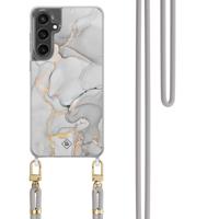 Samsung Galaxy S24 FE hoesje met grijs koord - Marmer grijs Samsung Galaxy S24 FE hoesje met grijs koord - Marmer grijs