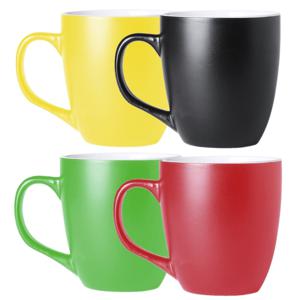 Koffie mokken/bekers Artista - 12x - keramiek - met oor - multi kleuren - 440 ml - stijlvolle vorm