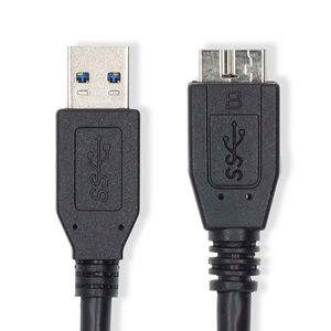 Nedis USB-Kabel | USB 3.2 Gen 1 | USB-A Male | USB-B Male | 5 Gbps | Vernikkeld | 2.00 m | Rond | PVC | Zwart | Label - CCGL61100BK20
