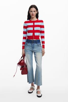 Tweekleurige jeans met dubbele taille - BLUE - 44