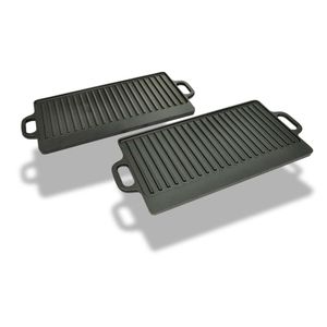 VidaXL Grillplaat gietijzer dubbelzijdig 38x23 cm 2 st