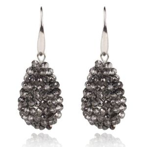 Cilla Jewels Druppel oorhangers Kristal Antraciet