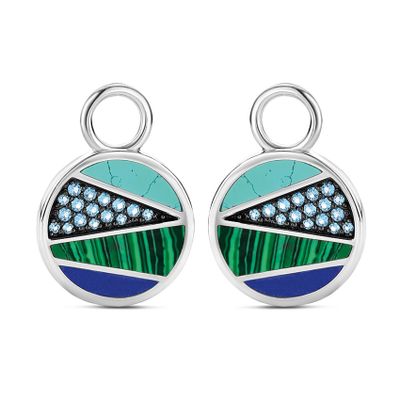 TI SENTO-Milano 9235TQ Oorbedels Mozaiek zilver-zirconia-kleursteen blauw-groen-turquoise 14 x 19 mm