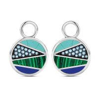 TI SENTO-Milano 9235TQ Oorbedels Mozaiek zilver-zirconia-kleursteen blauw-groen-turquoise 14 x 19 mm - thumbnail