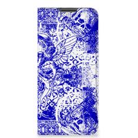 Mobiel BookCase OPPO A54 5G | A74 5G | A93 5G Angel Skull Blauw - thumbnail