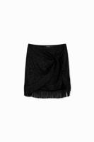 Mini-wikkelrok met franjes - BLACK - XS