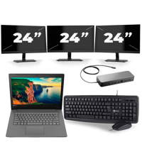 Lenovo V330-14IKB - Intel Core i3-8e Generatie - 14 inch - 8GB RAM - 256GB SSD - Windows 11 + 3x 24 inch Monitor