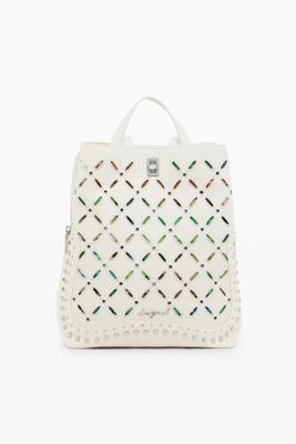 Middelgrote rugzak met perforaties en studs - WHITE - U