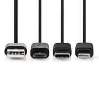 Nedis ccgp60620bk10 3-in-1 sync and charge-kabel usb-a male - micro b male / type-c male / apple lightning 8-pins male 1,0 m zwart Nedis ccgp60620bk10 3-in-1 sync and charge-kabel usb-a male - micro b male / type-c male / apple lightning 8-pins male 1,0 m zwart