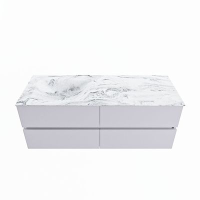 MONDIAZ VICA-DLUX 130cm badmeubel onderkast Cale 4 lades. Inbouw wastafel CLOUD links 1 kraangat, kleur Glace.