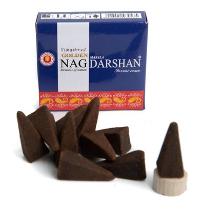 Golden Nag Darshan Wierookkegels (1 pakje)