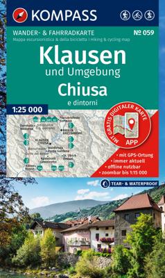 Wandelkaart 059 Klausen und Umgebung - Chiusa e dintorni | Kompass