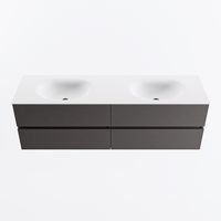 MONDIAZ VICA 160cm badmeubel onderkast Dark Grey 4 lades. Wastafel MOON dubbel 2 kraangaten, kleur Talc.