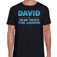 Naam cadeau t-shirt David - the legend zwart voor heren