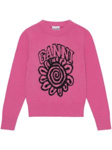 GANNI pull à motif cœur - Rose