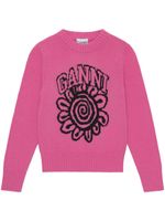 GANNI pull à motif cœur - Rose