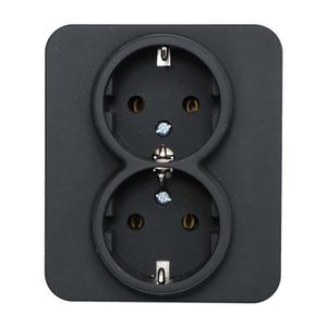 Eslohe schuko stekkerdoos 2-voudig soft touch zwart 80SS2KUSTSW