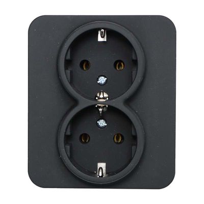 Eslohe schuko stekkerdoos 2-voudig soft touch zwart 80SS2KUSTSW