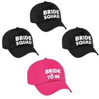 Vrijgezellenfeest dames petjes pakket - 1x Bride to Be roze + 7x Bride Squad zwart - thumbnail