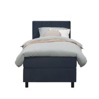 Leen Bakker - Boxspring Liv Geblokt - 90x200 Cm - Ronde Poot - Stof/Velvet - Blauw
